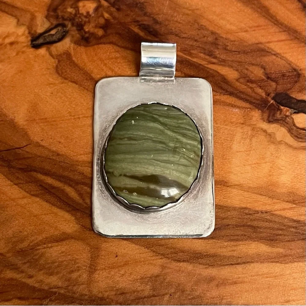 Artisan Sterling Silver Pendant with Imperial Jasper Stone